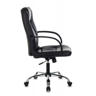 Кресло руководителя Бюрократ T-800N черный кожа крестов. металл хром