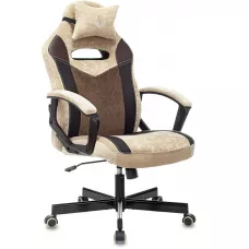 Кресло игровое Zombie VIKING 6 KNIGHT Fabric коричневый/бежевый с подголов. крестов. металл