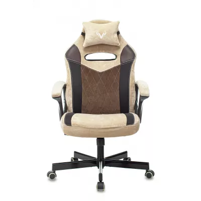 Кресло игровое Zombie VIKING 6 KNIGHT Fabric коричневый/бежевый с подголов. крестов. металл