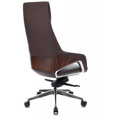 Кресло руководителя Бюрократ _DAO-2 коричневый кожа с подголов. крестов. алюминий