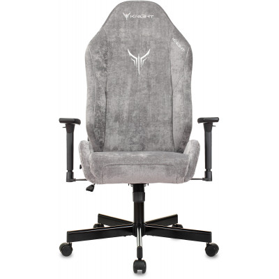 Кресло игровое Knight N1 Fabric серый Light-19 с подголов. крестов. металл