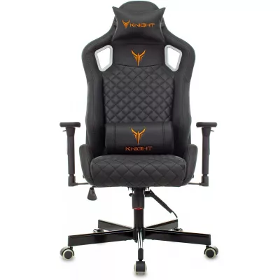 Кресло игровое Knight Outrider черный ромбик экокожа с подголов. крестов. металл