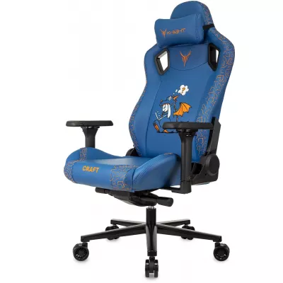 Кресло игровое Knight Craft Dragon синий экокожа крестов. металл
