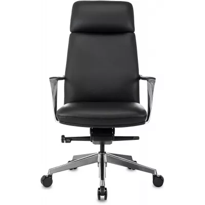 Кресло руководителя Бюрократ _VEGA черный кожа крестов. алюминий