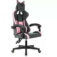 Кресло игровое Knight Kitty Fabric серый/розовый крестов. пластик