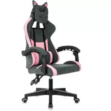 Кресло игровое Knight Kitty Fabric серый/розовый крестов. пластик