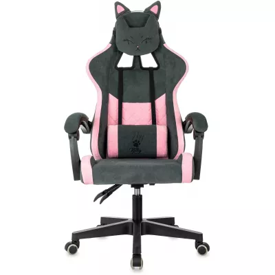 Кресло игровое Knight Kitty Fabric серый/розовый крестов. пластик