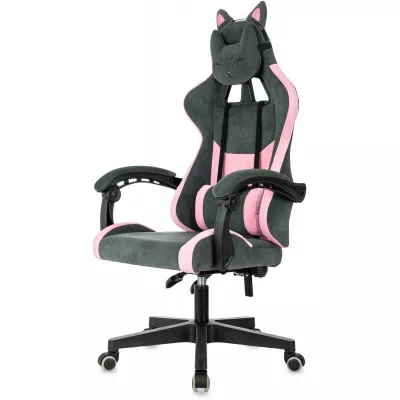 Кресло игровое Knight Kitty Fabric серый/розовый крестов. пластик