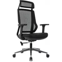 Кресло эргономичное Бюрократ MC-412N-H черный сетка/ткань с подголов. крестов. металл хром