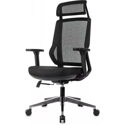 Кресло эргономичное Бюрократ MC-412N-H черный сетка/ткань с подголов. крестов. металл хром
