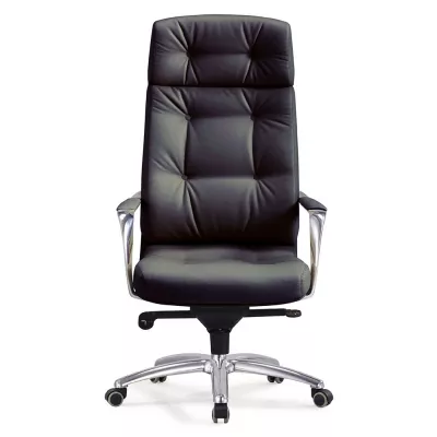 Кресло руководителя Бюрократ _DAO черный кожа крестов. алюминий