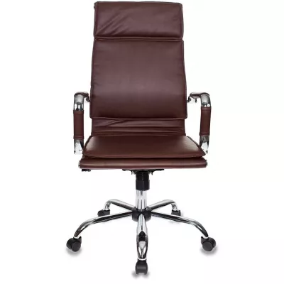 Кресло руководителя Бюрократ Ch-993 коричневый экокожа крестов. металл хром