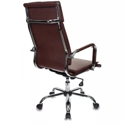 Кресло руководителя Бюрократ Ch-993 коричневый экокожа крестов. металл хром