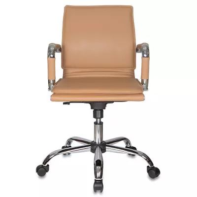 Кресло руководителя Бюрократ Ch-993-Low светло-коричневый экокожа низк.спин. крестов. металл хром