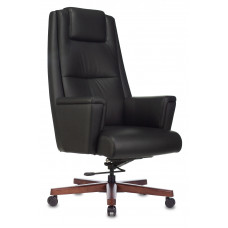 Кресло руководителя Бюрократ _DUKE черный кожа крестов. металл/дерево