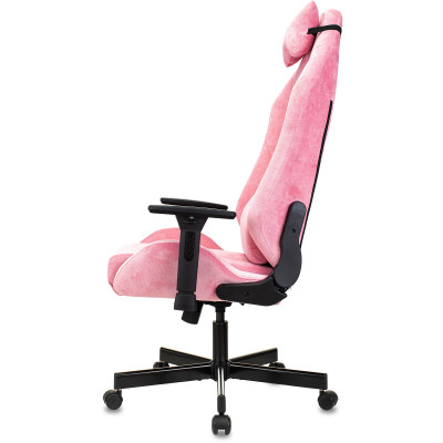 Кресло игровое Knight N1 Fabric розовый Velvet 36 с подголов. крестов. металл