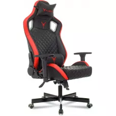 Кресло игровое Knight Outrider черный/красный ромбик экокожа с подголов. крестов. металл