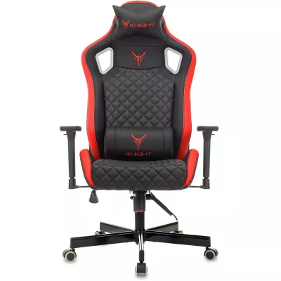 Кресло игровое Knight Outrider черный/красный ромбик экокожа с подголов. крестов. металл