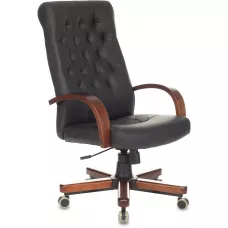 Кресло руководителя Бюрократ T-9928WALNUT/ECO черный экокожа крестов. металл/дерево