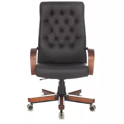 Кресло руководителя Бюрократ T-9928WALNUT/ECO черный экокожа крестов. металл/дерево