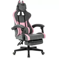 Кресло игровое Knight Kitty/F Fabric серый/розовый крестов. пластик подст.для ног