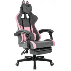 Кресло игровое Knight Kitty/F Fabric серый/розовый крестов. пластик подст.для ног