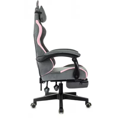 Кресло игровое Knight Kitty/F Fabric серый/розовый крестов. пластик подст.для ног