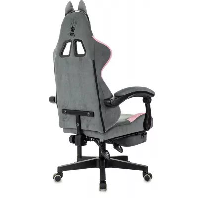 Кресло игровое Knight Kitty/F Fabric серый/розовый крестов. пластик подст.для ног
