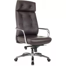Кресло руководителя Бюрократ _DAO коричневый кожа крестов. алюминий