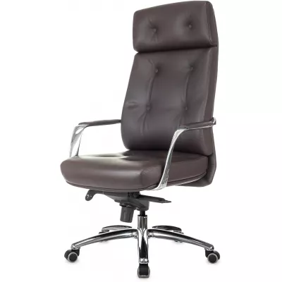 Кресло руководителя Бюрократ _DAO коричневый кожа крестов. алюминий