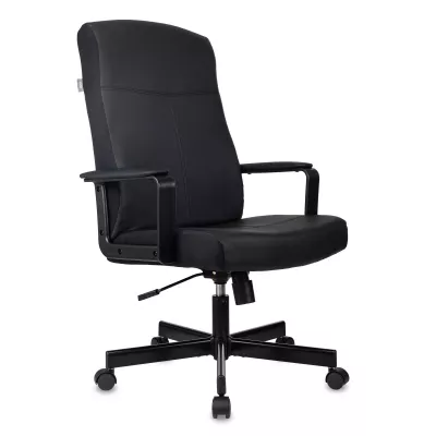 Кресло руководителя Бюрократ DOMINUS черный экокожа крестов. металл