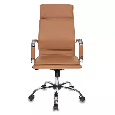Кресло руководителя Бюрократ Ch-993 светло-коричневый экокожа крестов. металл хром