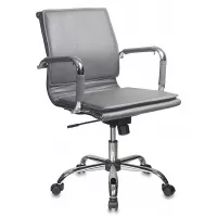 Кресло руководителя Бюрократ CH-993-Low серый экокожа низк.спин. крестов. металл хром