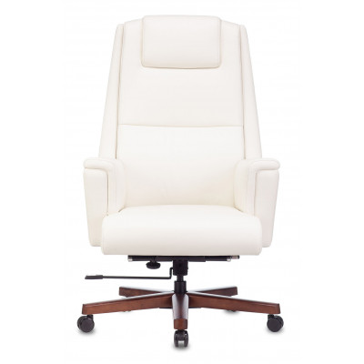 Кресло руководителя Бюрократ _DUKE белый кожа крестов. металл/дерево