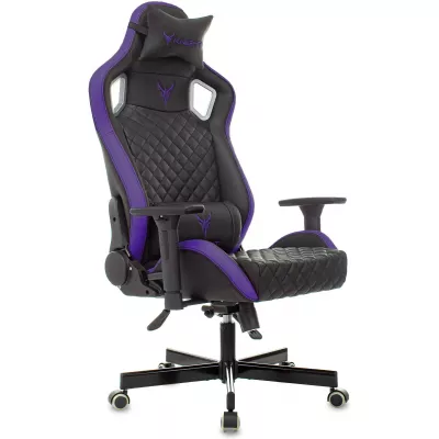 Кресло игровое Knight Outrider черный/фиолетовый ромбик экокожа с подголов. крестов. металл