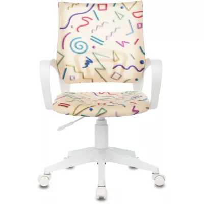 Кресло детское Бюрократ BUROKIDS 1 W песочный Sticks 02 крестов. пластик пластик белый