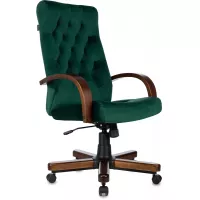 Кресло руководителя Бюрократ T-9928WALNUT Fabric зеленый Italia Green крестов. металл/дерево