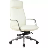 Кресло руководителя Бюрократ _Vega белый кожа с подголов. крестов. алюминий