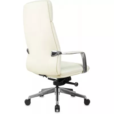 Кресло руководителя Бюрократ _Vega белый кожа с подголов. крестов. алюминий