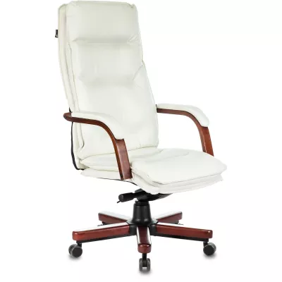 Кресло руководителя Бюрократ T-9927Walnut слоновая кость кожа крестов. металл/дерево