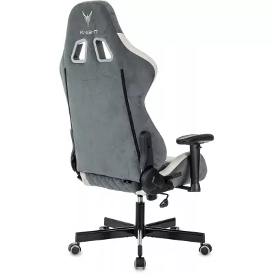 Кресло игровое Knight Regal Fabric серый/светло-серый искусственная замша крестов. металл