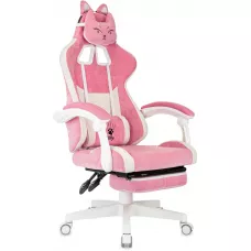 Кресло игровое Knight Kitty/F W Fabric розовый/молочный крестов. пластик подст.для ног пластик белый