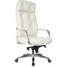 Кресло руководителя Бюрократ _DAO белый кожа крестов. алюминий