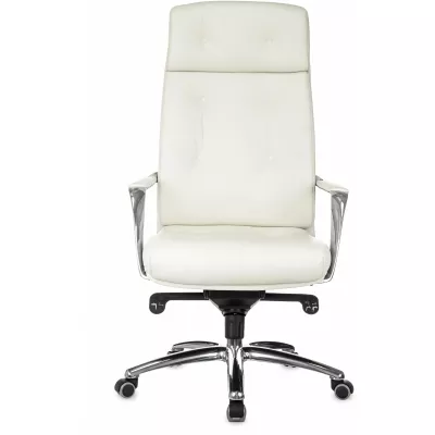 Кресло руководителя Бюрократ _DAO белый кожа крестов. алюминий