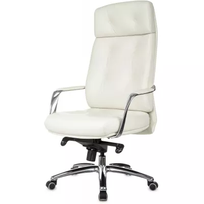 Кресло руководителя Бюрократ _DAO белый кожа крестов. алюминий