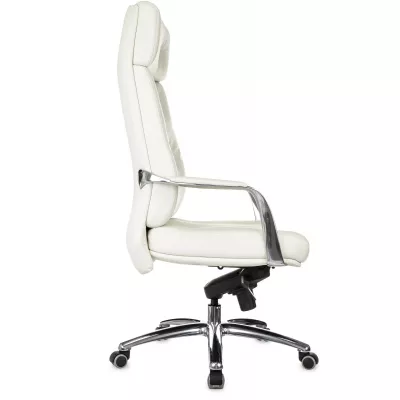 Кресло руководителя Бюрократ _DAO белый кожа крестов. алюминий