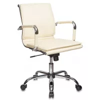 Кресло руководителя Бюрократ Ch-993-Low слоновая кость экокожа низк.спин. крестов. металл хром