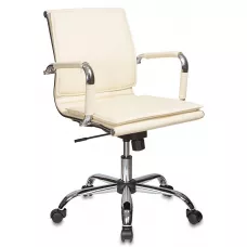 Кресло руководителя Бюрократ Ch-993-Low слоновая кость экокожа низк.спин. крестов. металл хром