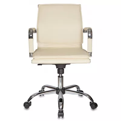 Кресло руководителя Бюрократ Ch-993-Low слоновая кость экокожа низк.спин. крестов. металл хром