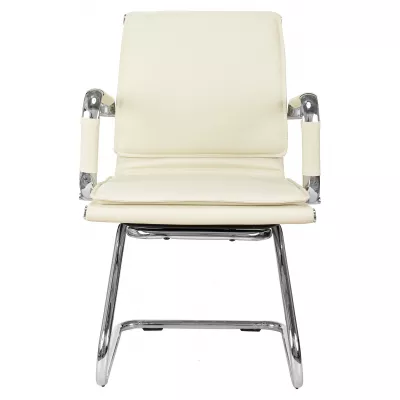 Кресло Бюрократ Ch-993-Low-V слоновая кость экокожа низк.спин. полозья металл хром